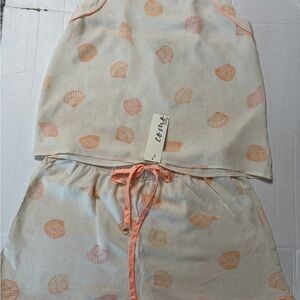 Como Sleep Seashell Print Pajama Set NWT Coastal Cami & Shorts Lounge